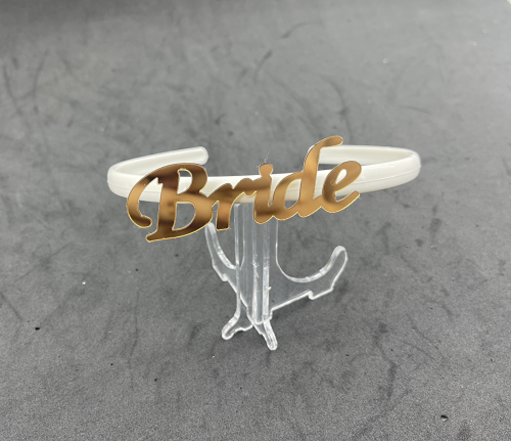 Gold Renk Detaylı Bride Taç Tüysüz Model