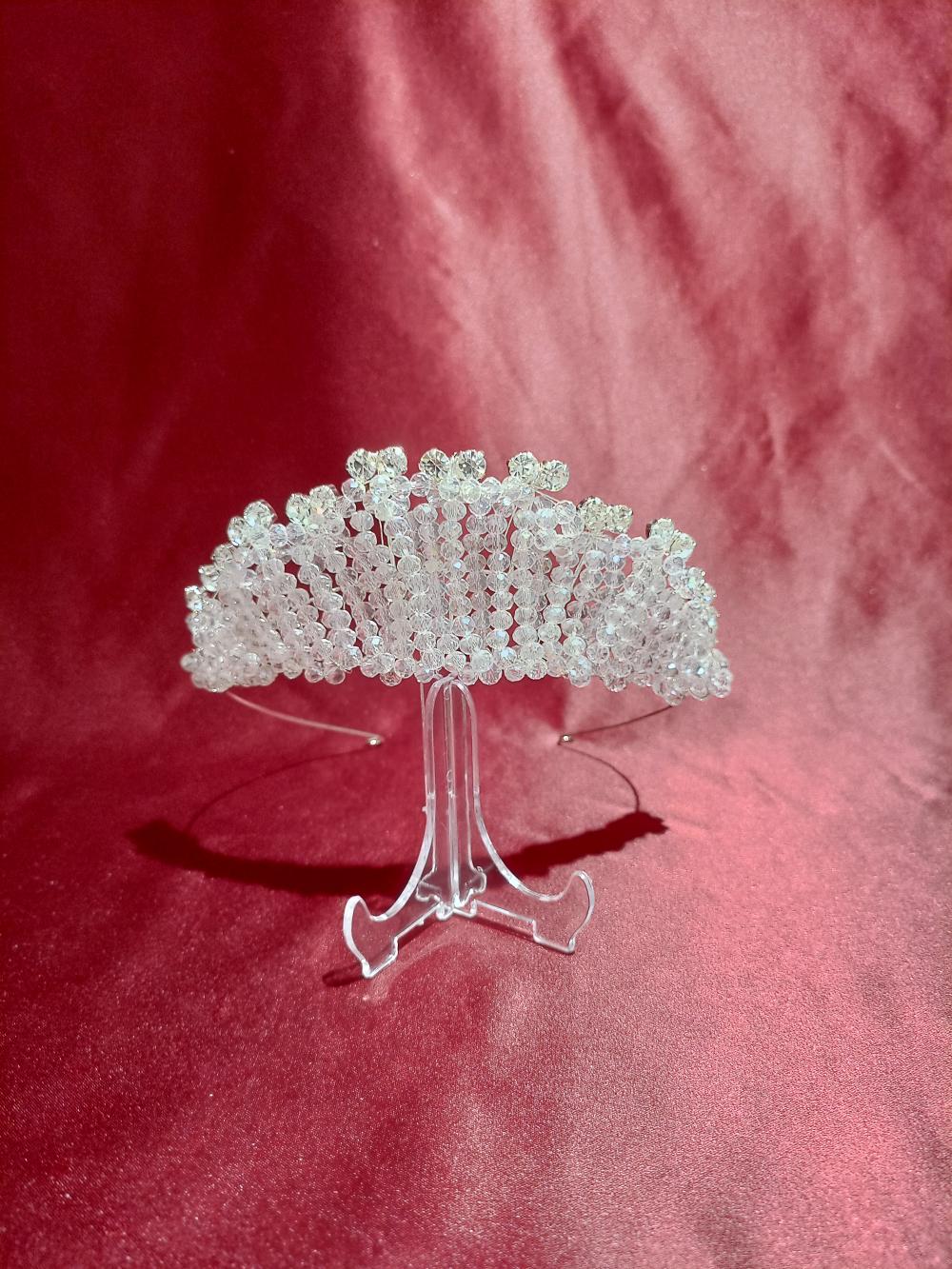 Kristalize Boncuklardan Oluşan Yüksek Prenses Model Gelin Tacı
