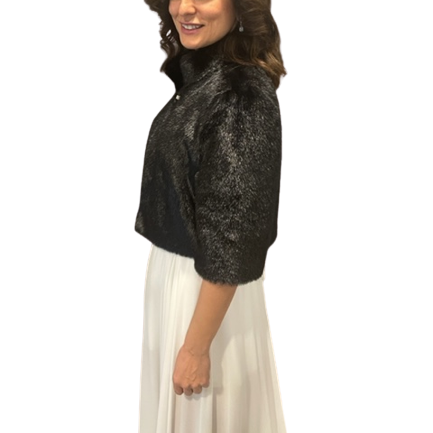 Yarım Kollu Broş Detaylı Gelin Etol Kürk Bolero Yarım Kollu Broş Detaylı Gelin Etol Kürk Bolero