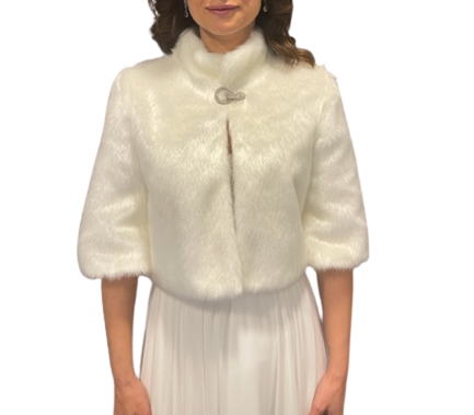 Yarım Kollu Broş Detaylı Gelin Etol Kürk Bolero Yarım Kollu Broş Detaylı Gelin Etol Kürk Bolero