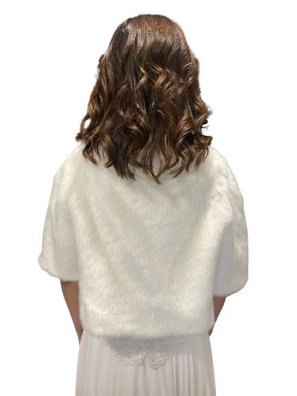 Yarım Kollu Kristal Taş Broşa Sahip Gelin Etol Kürk Bolero Yarım Kollu Kristal Taş Broşa Sahip Gelin Etol Kürk Bolero