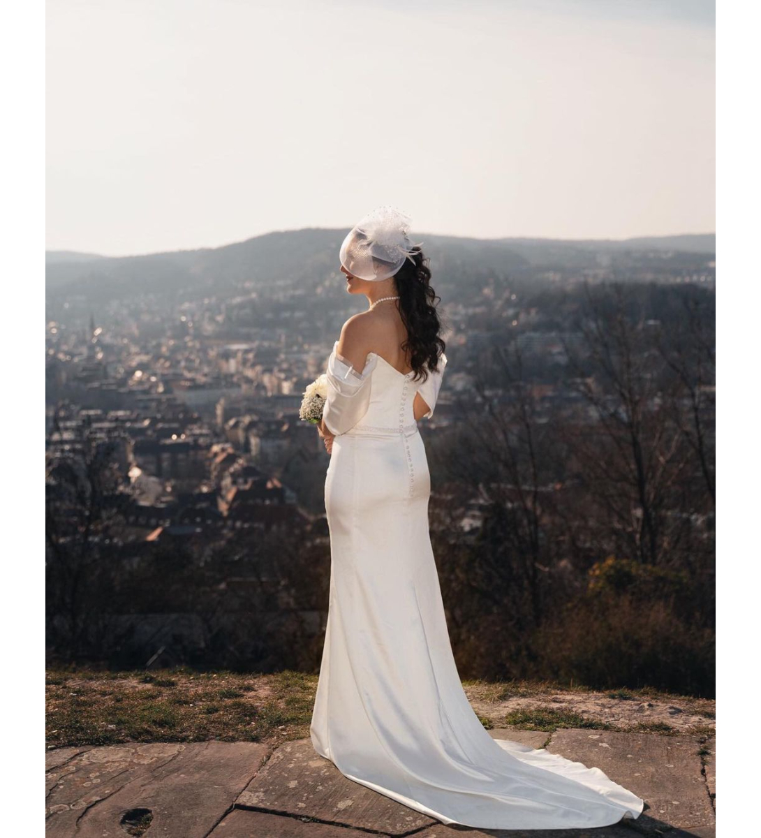 Drape Detaylı İpek Saten Balık Gelinlik Drape Detaylı İpek Saten Balık Gelinlik