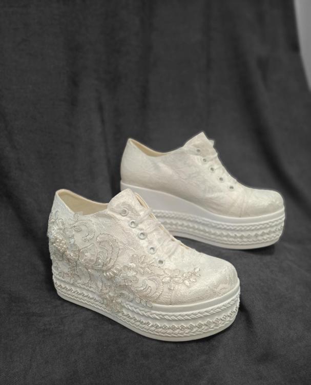 Dolgu Topuklu Gelin Ayakkabısı 