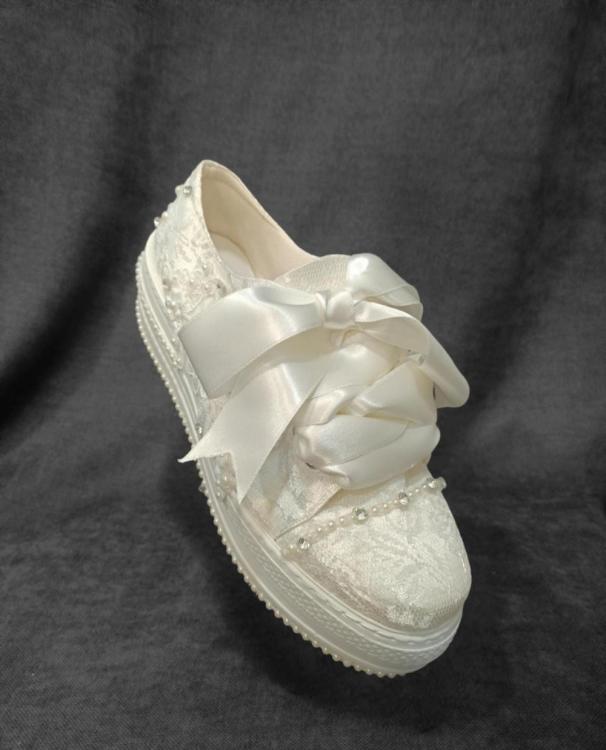 Dolgu Topuklu Gelin Ayakkabısı