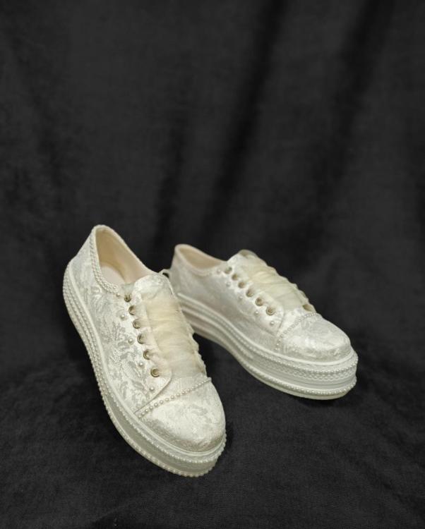 Dolgu Topuklu Gelin Ayakkabısı