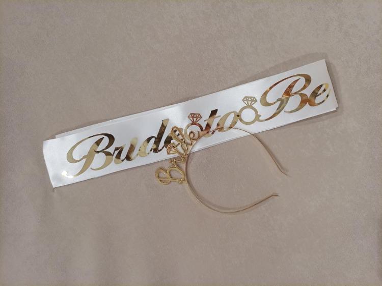 Altın / Gold Renk Bride To Be Kuşak ve Taç Seti 