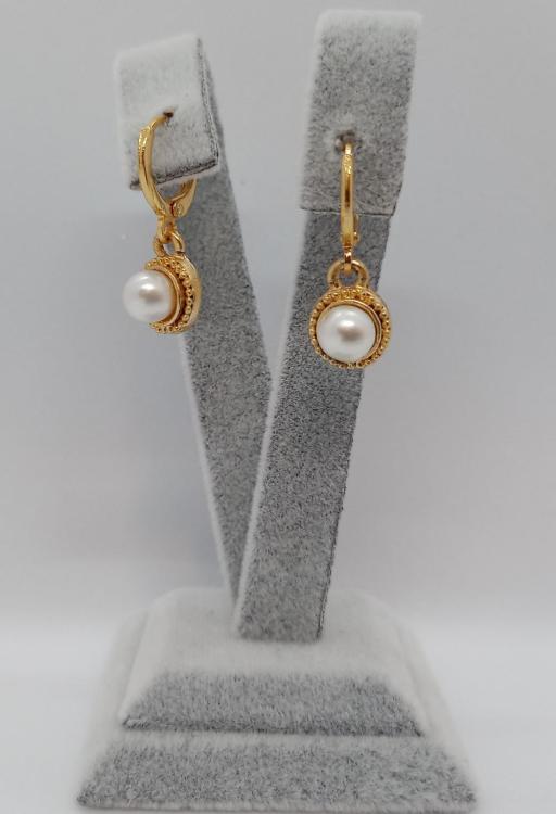 Altın Sarısı Detaylı İncili Gelin Küpesi 