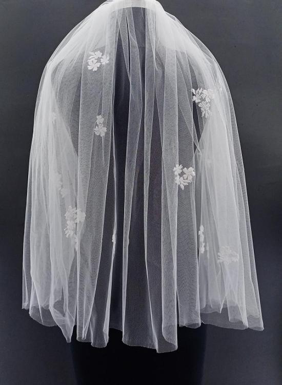 Aplike İşlemeli 1 Metre Gelin Duvağı