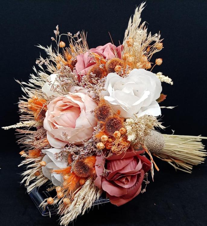 Başak Ve Cipsolarla Süslenmiş Aranjman Gelin Buketi 