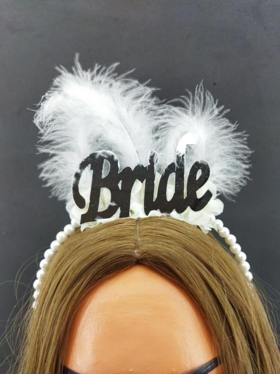 Beyaz Çiçek Detaylı Gümüş Renk Bride Taç Ve Bileklik Seti 