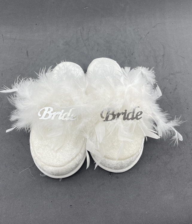 Bride Terlik Ve Taç Seti Tüylü Model