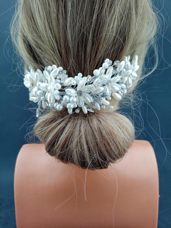 Büyük Uzun Ve Top İncilerle Süslenmiş Gelin Tacı