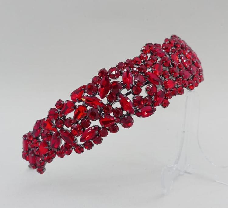 Damla ve Tektaş Kombineli Bandana Formunda Kırmızı Gelin Kına Tacı 