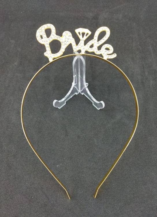 Gold Renk Kristal Taş Detaylı Bride Taç