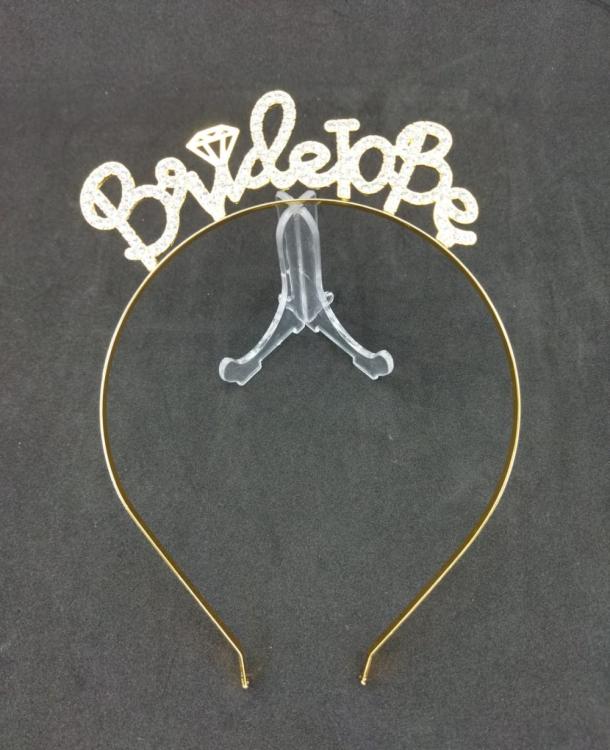 Gold Renk Kristal Taş Detaylı Bride To Be Taç