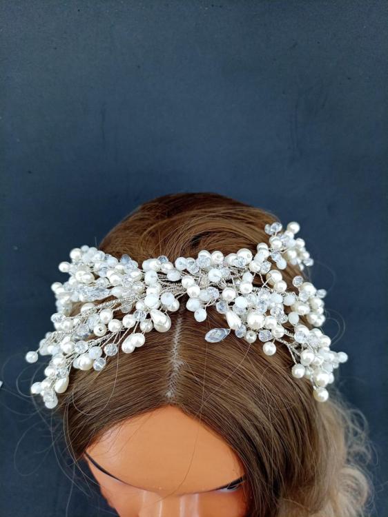 İnci Ve Kristalli Helenistik Gelin Tacı