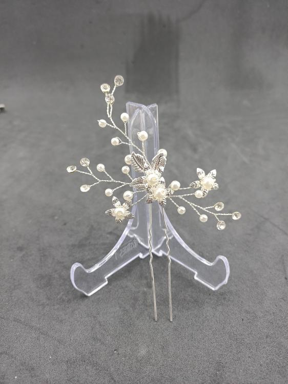 İncilerden Oluşan Kristal Taş Detaylı Gelin Nişan Kına Tokası