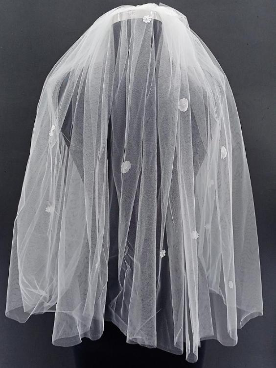 İncili Papatya Serpiştirilmiş Kısa Gelin Duvağı