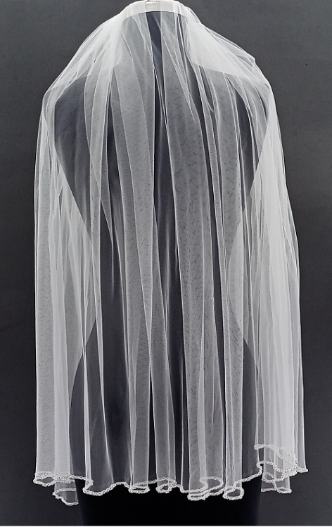 Kenarları Sık Kristal İşlemeli 1,5 Metre Gelin Duvağı