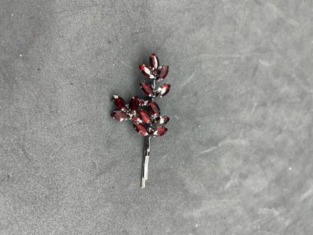 Bordo  Kristallerle Süslenmiş Nişan Kına Gelin Saç Tokası