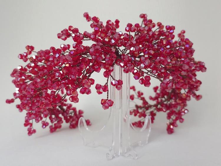 Kırmızı Kristallerden Oluşan Şık Kına Tacı 