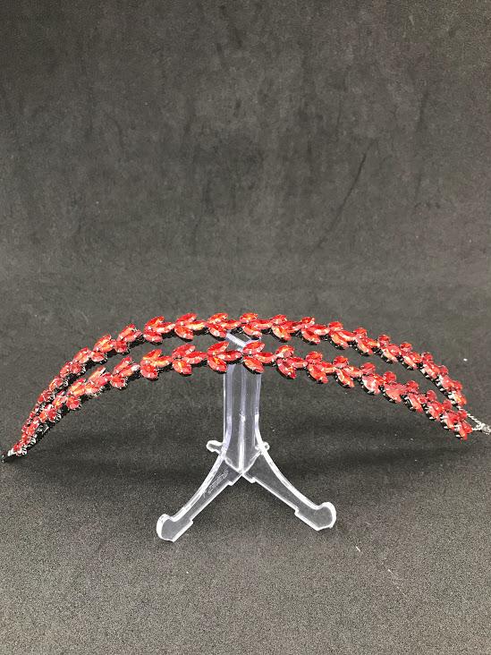 Kırmızı Yaprak Taşlı Zarif Kına Tacı