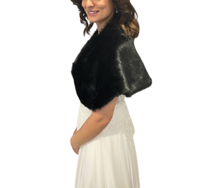 Kısa Broş Detaylı Gelin Etol Kürk Bolero