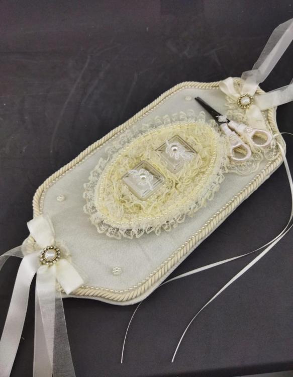 Krem Renk Dantel Detaylı Söz - Nişan Tepsisi