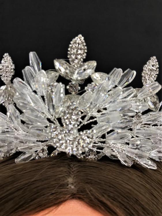 Kristal Taş İşlemeli Şık Gelin Tacı 