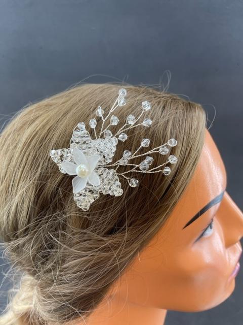 Kristal Taşlarla Süslenmiş İnci Detaylı Nişan Kına Gelin Saç Tokası
