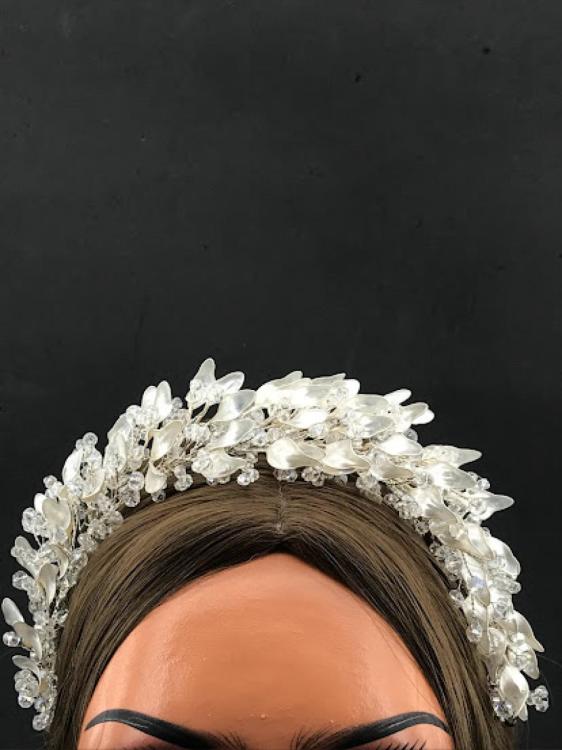 Kristallerle Süslemiş Sedef Gelin Tacı