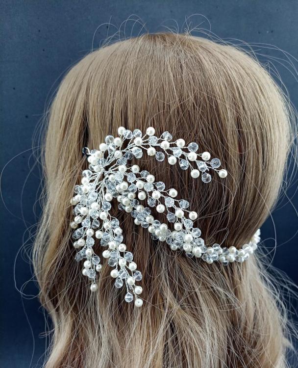 Top Kristaller Ve İncilerle Süslenmiş Helenistik Gelin Tacı 