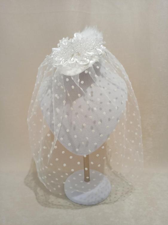 Tülü Puantiyeli Kristal Boncuk Detaylı Vualet