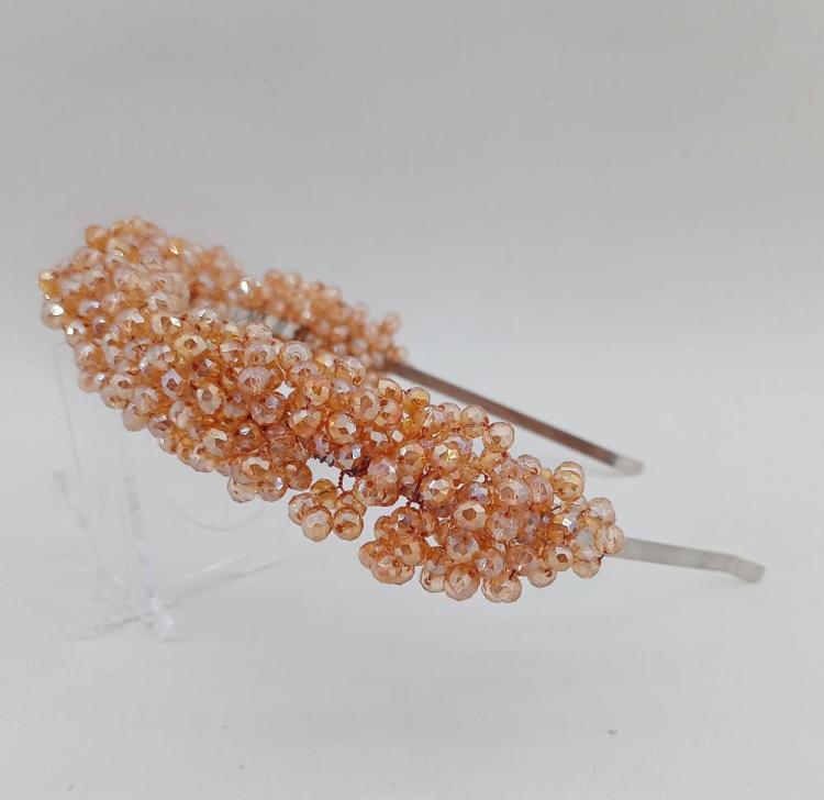 Bakır Gold Top Kristallerle Süslenmiş Gelin Tacı