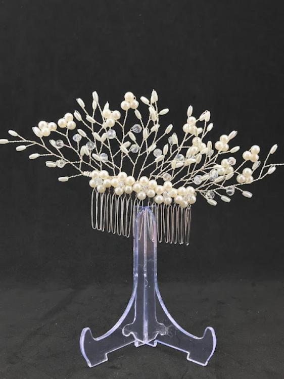 Uzun İnci Top İnci Ve Kristal Karışımlı Gelin Saç Tokası