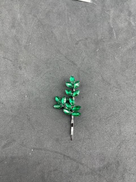 Yeşil Kristallerle Süslenmiş Nişan Kına Gelin Saç Tokası