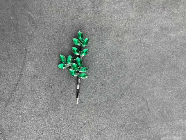 Yeşil Kristallerle Süslenmiş Nişan Kına Gelin Saç Tokası